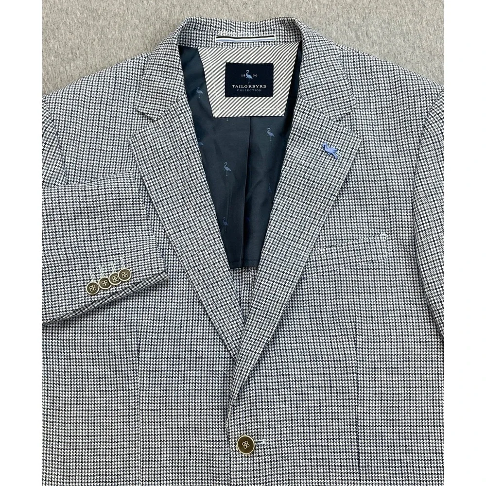 Tailorbyrd Blazer Mens 40R Micro Houndstooth 100% Linen 2-Button Single Breast
